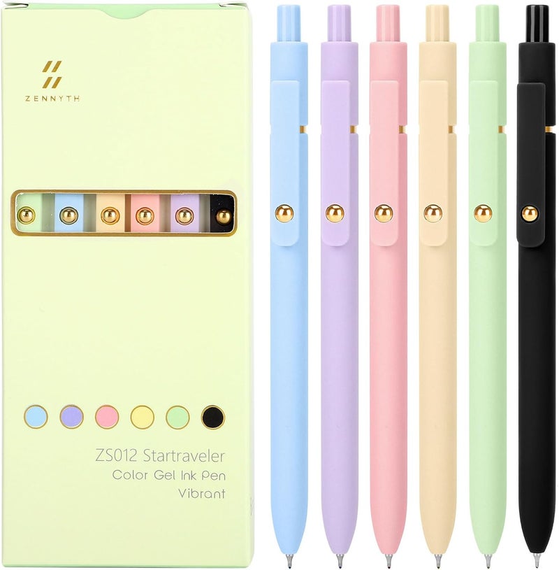 Ddaowanx Colorful Gel Pens, 0.5mm Fine Point Retractable, Cute Pens with Colored Writing and Sketching, Nursing School Essentials,School Supplies, Gifts for Nurse (12Pcs-Aesthetic Colors) - Image 1